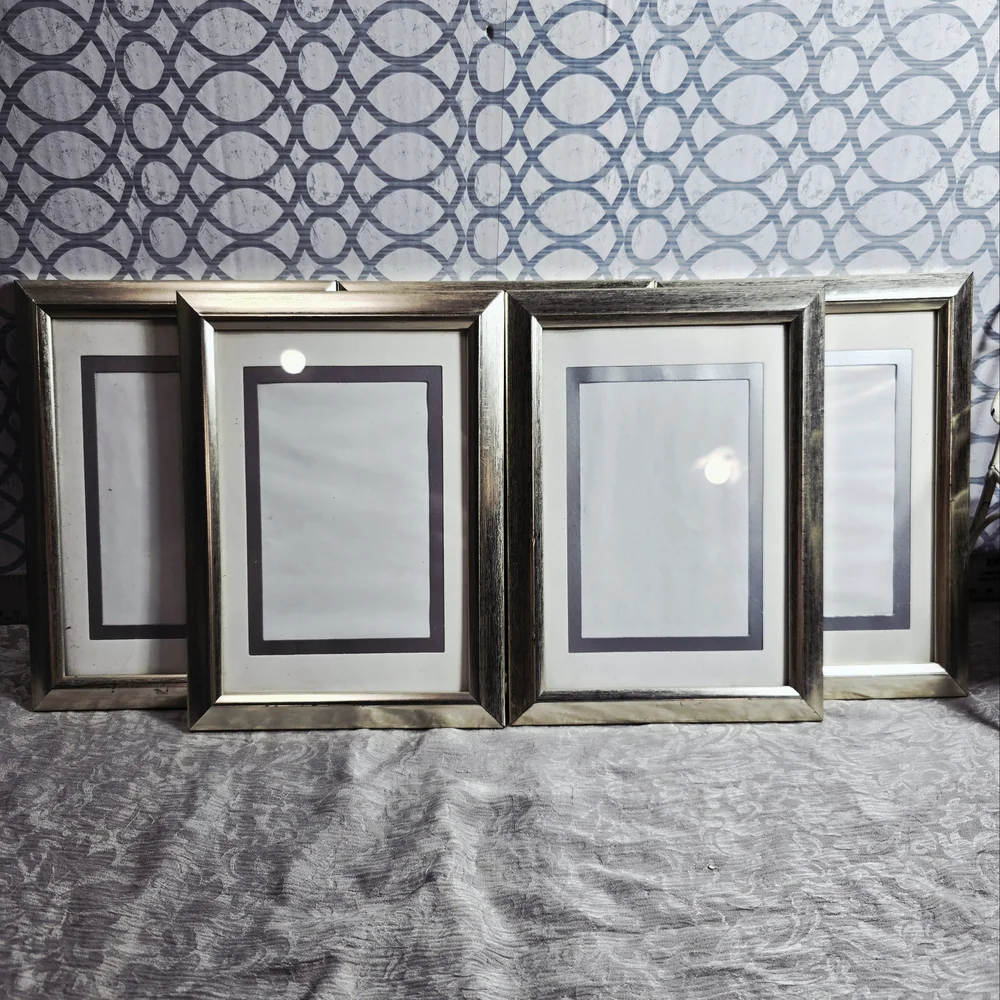 COMING SOON 8PC Silver Metallic Photo Frames 4x4 Modern Gallery Decor